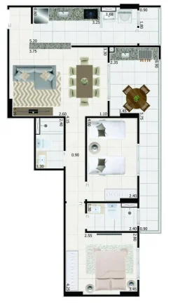 Imagem Apartamento para Venda em Mongaguá, Vila São Paulo, 2 dormitórios, 1 suíte, 1 banheiro, 1 vaga