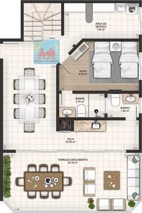 Imagem Apartamento com 2 dorms, Caiçara, Praia Grande - R$ 326 mil, Cod: 1027