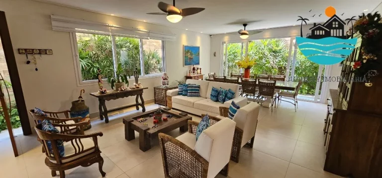 Imagem Casa em condomínio pé na areia - Temporada, com 5 suítes, 1 térrea, serviço de praia, acomodação para 14 pessoas, 4 vagas | Juquehy Imobiliária