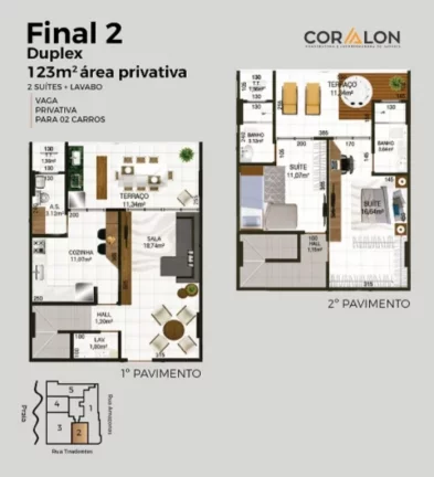 Imagem Duplex de 123m² com 2 Suítes e Vaga Privativa para 2 Carros – Coralon Maison