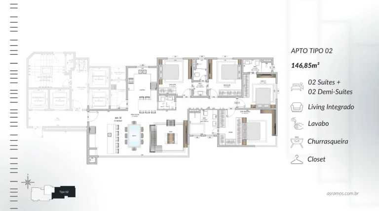 Imagem Apartamento á venda 2ª Quadra Mar com 02 Suítes + 02 Demi suítes no centro de Balneário Camboriú