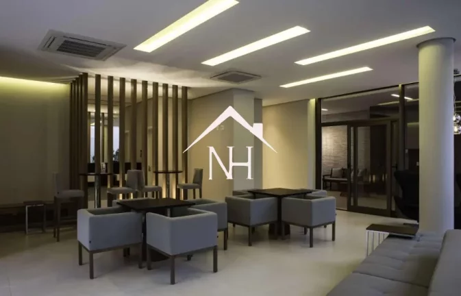 Imagem Studio de 44m com varanda envidraçada, ar condicionado, 1 vaga, área de serviço, sauna, salão de festas, piscina, deck, spa, fitness, churrasqueira