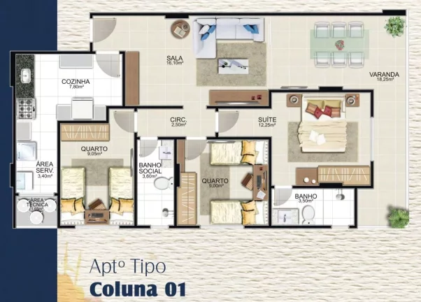 Imagem Apartamento Alto Padrão, 03 Quartos, 01 Suite, Area de Lazer Completa, Elevador, Centro, Guarapari - ES