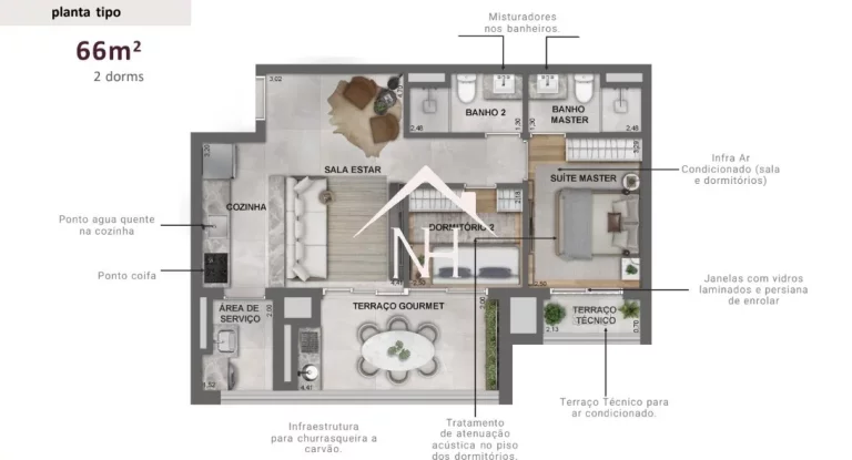 Imagem apartamento de 70m na Vila Mariana c/2 dormitórios (1 suíte),1 vaga,pet place,brinquedoteca,fitness,espaço gourmet,piscinas,sauna,lavanderia,coworking