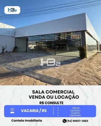 SALA COMERCIAL PARA VENDA OU LOCAÇÃO AV. MILITAR VACARIA RS
