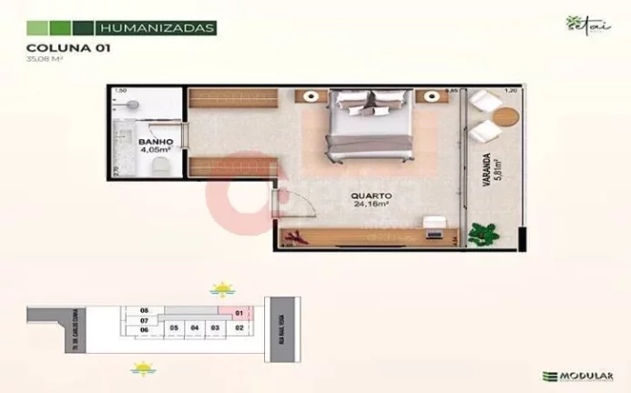 Imagem Flat com 1 dormitório à venda, 32 m² - Centro - Cabo Frio/RJ