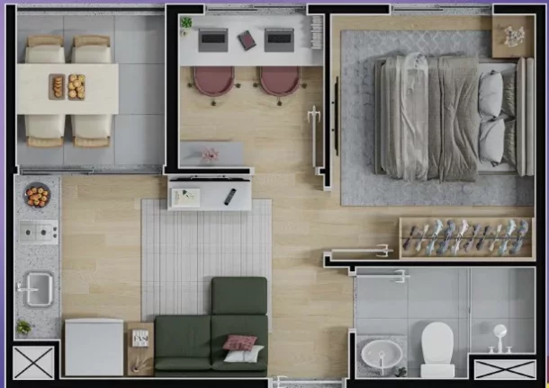 Imagem Apartamento à venda em São Paulo-SP: 1 quarto, 1 banheiro, 28m² na Vila das Belezas - Condomínio Rev Home Club