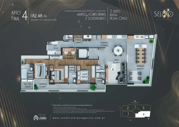 Imagem Apartamento para Venda em Praia Grande, Canto do Forte, 3 dormitórios, 3 suítes, 1 banheiro, 2 vagas