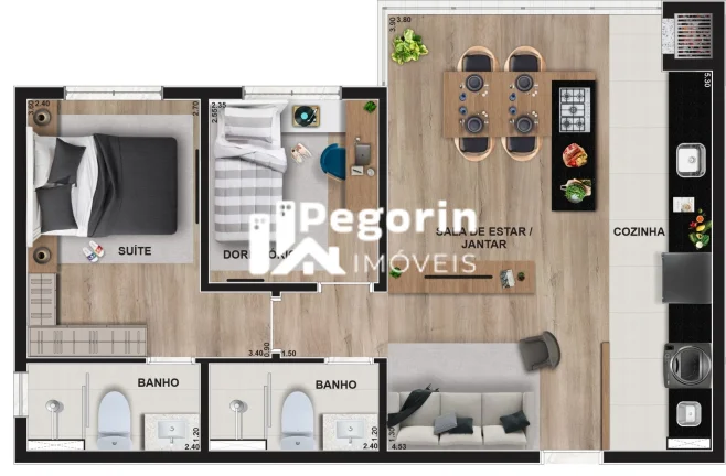 Imagem Apartamento à venda, no Legacy em Pinhais, Centro, com 1 quarto, 30,49m²