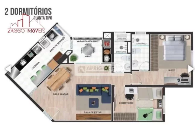 Imagem Belo Apartamento no Pq Firenze - 2 dorms.