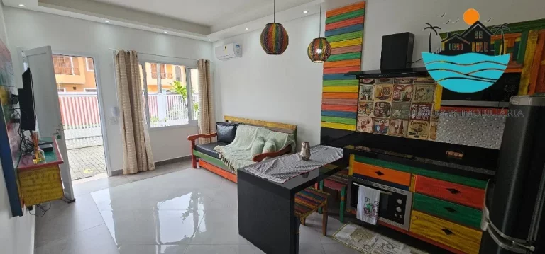 Imagem Flat a venda em Juquehy, aluguel Anual - Piso Térreo, 1 dormitório, sala e cozinha, 1 Vaga, piscina coletiva, 50m² construída | Juquehy Imobiliária