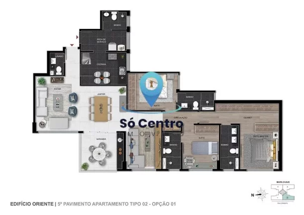 Imagem Apartamento à venda na rua Oriente, com 4 quartos, sendo 1 suíte, 3 banheiros sociais, 2 vagas. Lo...