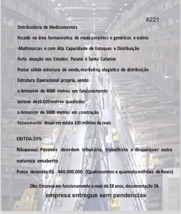 Imagem Distribuidora de Medicamentos á Venda- São Paulo