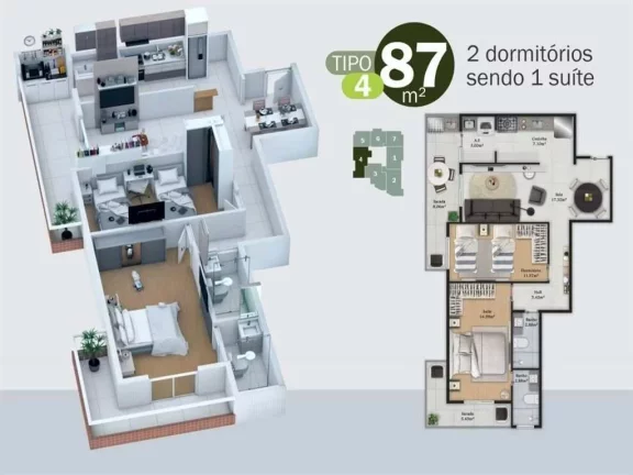 Imagem Apartamento com 1 dorm, Real, Praia Grande - R$ 384 mil, Cod: 895