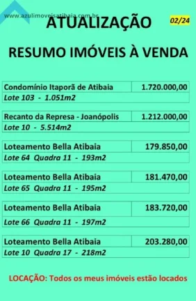 Imagem Terreno para Venda em Atibaia, Loteamento Bella Atibaia