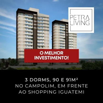 Imagem Apartamento de 3 quartos no Parque Campolim, Sorocaba-SP: 91,25 m², 1 suíte, 2 salas, 2 banheiros e 2 vagas de garagem!