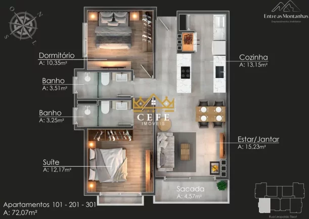Imagem Apartamento com 1 Dormitorio(s) localizado(a) no bairro Várzea Grande em Gramado / RIO GRANDE DO SUL Ref.:1454