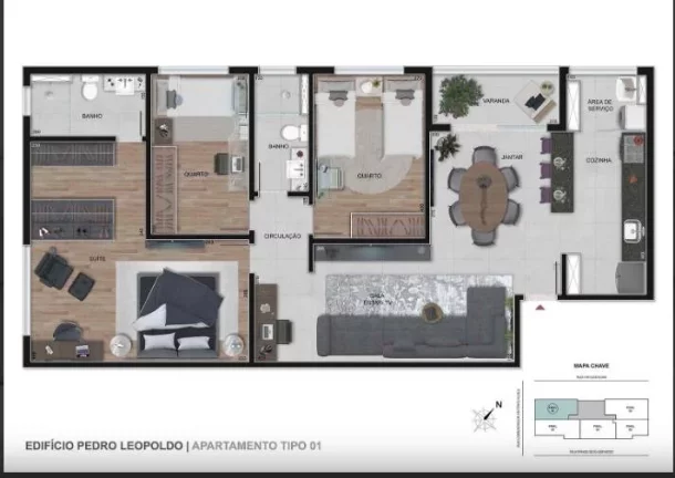 Imagem Cobertura 2 quartos suíte 2 vagas torre única 2 elevadores
