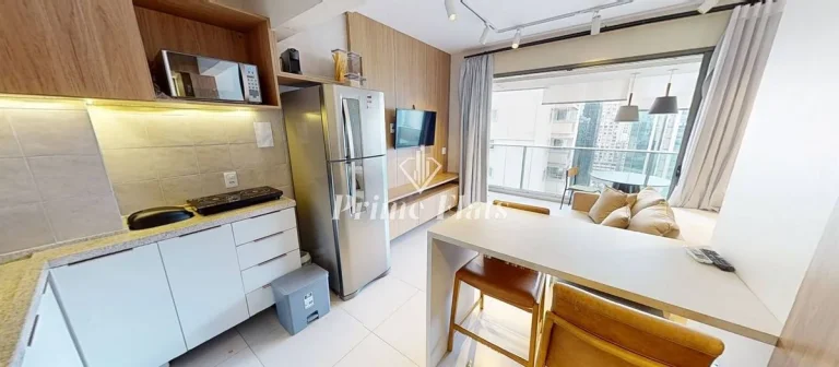 Imagem Flat disponível para locação no VHouse Faria Lima, com 46m², 1 dormitório e 1 vaga