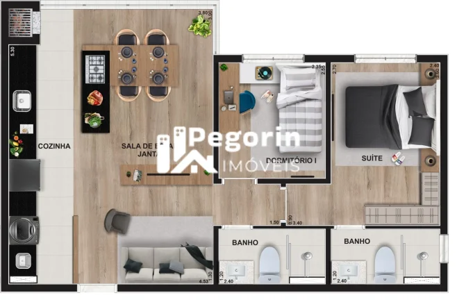 Imagem Apartamento à venda, no Legacy em Pinhais, Centro, com 1 quarto, 30,49m²