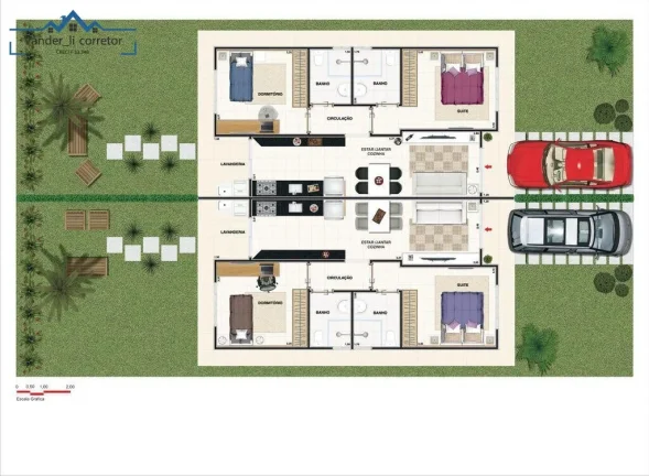 Imagem Casa de 2 quartos à venda no Condomínio Veneza, Jardim Guarapuava, Foz do Iguaçu-PR: 54,33m², 1 suíte, 2 salas, 2 banheiros, 1 vaga.
