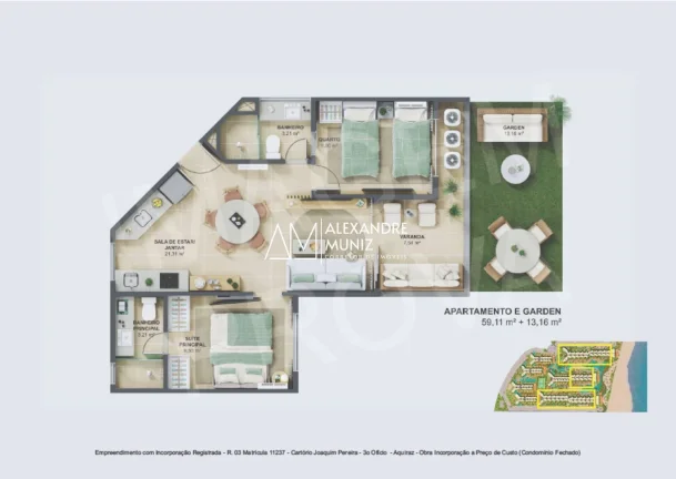 Imagem Ocean Way Riviera, Apartamentos de praia à venda, Aquiraz-CE.