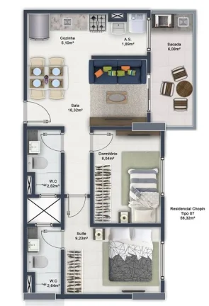 Imagem APARTAMENTO COM 67.06 m² - BOQUEIRÃO - PRAIA GRANDE SP