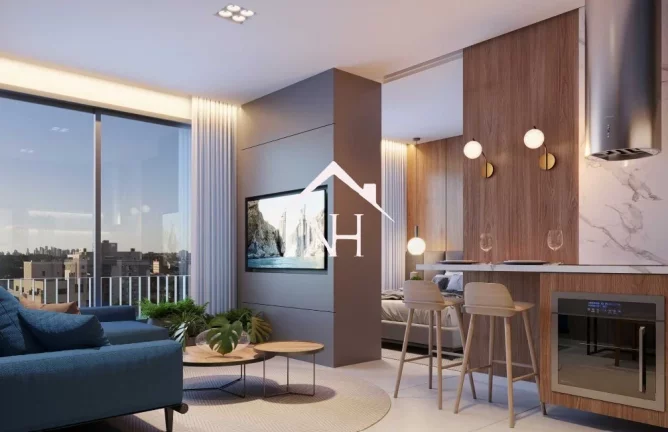 Imagem studio de 39m c/ dormitório e terraço, 1 vaga, piscinas, bicicletário, lavanderia, pet place, fitness, sky bar, espaço gourmet, delivery space