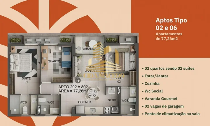 Imagem Apartamento para Venda em João Pessoa, Jardim Oceania, 3 dormitórios, 2 suítes, 3 banheiros, 2 vagas