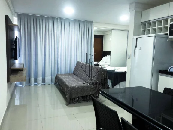 Imagem Flat mobiliado com varanda / sacada e vista lateral para o mar a 100m da praia de Intermares - FL0568