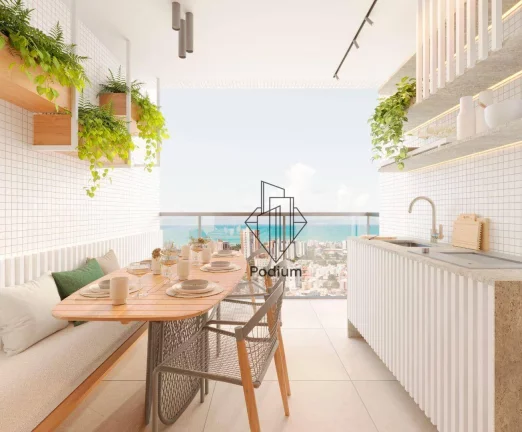 Imagem Apartamentos com varanda / sacada gourmet e vista para o mar nas proximidades do Parque Linear Parahyba 2 no bairro do Jardim Oceania / Bessa