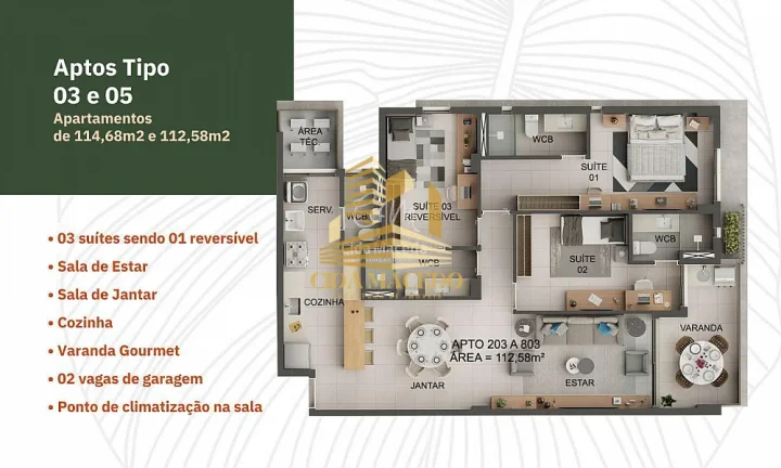 Imagem Apartamento para Venda em João Pessoa, Jardim Oceania, 3 dormitórios, 2 suítes, 3 banheiros, 2 vagas