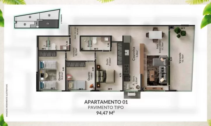 Imagem FRENTE A PRAIA DOS NAMORADOS EM IRIRI - Apartamento com TRÊS quartos!!