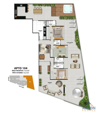 Imagem Apartamento Garden com 3 Suítes à Venda na Quadra do Mar da Praia do Morro - Guarapari/ES