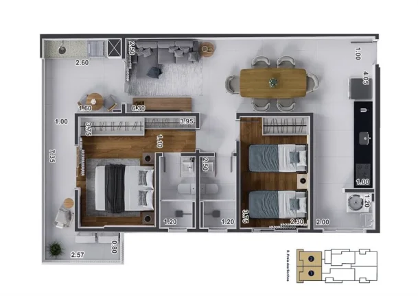 Imagem APARTAMENTO COM 78.3 m² - GUILHERMINA - PRAIA GRANDE SP