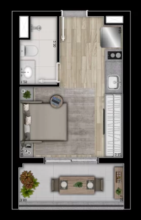 Imagem Apartamento à venda no Brooklin Paulista, São Paulo-SP: 1 quarto, 1 banheiro, 28m² de área - Edifício Uwin Brooklin.