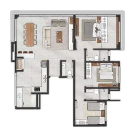 Imagem Apartamento à venda, com 3 quartos, 168m²