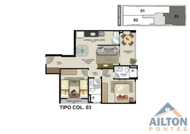 Imagem Apartamentos com 1 Quarto no Residencial Ana Mel - Praia do Morro - Guarapari/ES