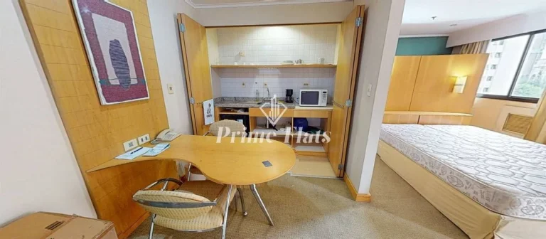 Imagem Flat disponível para locação no Hotel Slaviero Essential São Paulo Ibirapuera, com 35m², 1 dormitório e 1 vaga