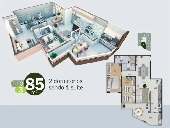 Imagem Apartamento com 1 dorm, Real, Praia Grande - R$ 384 mil, Cod: 895