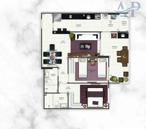 Imagem Apartamento na Aviação em Praia Grande com 2 Dormitórios.