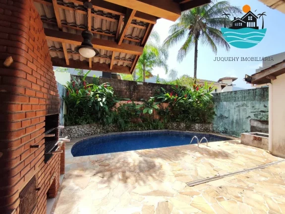 Imagem Casas para Alugar em Juquehy, 550 metros da praia, piscina, churrasqueira, 04 dormitórios, Max 16 pessoas | Juquehy Imobiliária