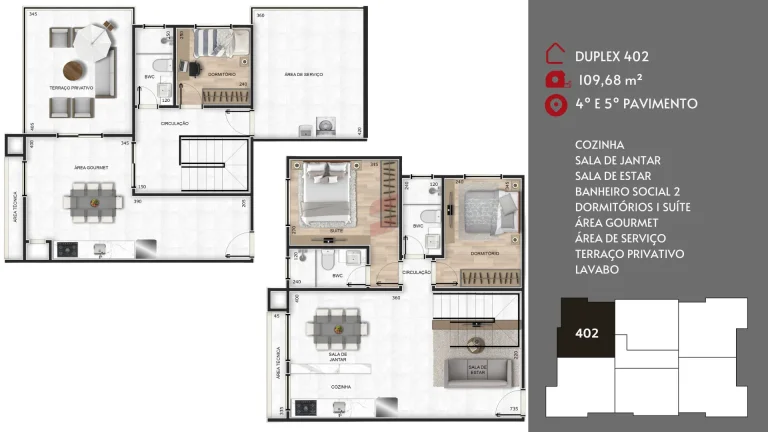 Imagem APARTAMENTO à venda com 62.38m² por R$ 368.000,00 no bairro Centro - PINHAIS / PR