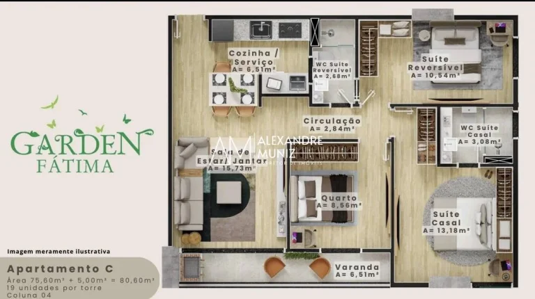Imagem Garden Fátima Idibra, apartamentos à venda, 2 ou 3 quartos.