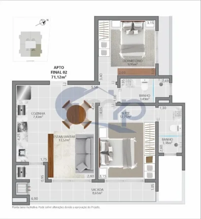Imagem Apartamento á venda com 2 dormitórios no centro de Torres/RS