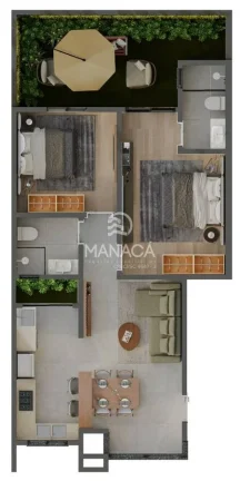 Imagem Apartamento com 62m², 2 quartos, localizado em Piçarras - SC