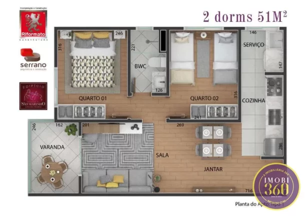 Imagem APTOS EM OBRAS ANALIA FRANCO, 52 MTS, 2 DORMS, 1 VG 432.000,00