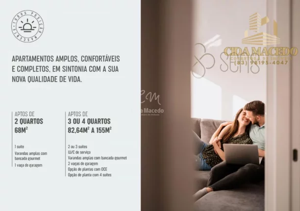 Imagem Apartamento para Venda em João Pessoa, Jardim Oceania, 2 dormitórios, 1 suíte, 2 banheiros, 1 vaga