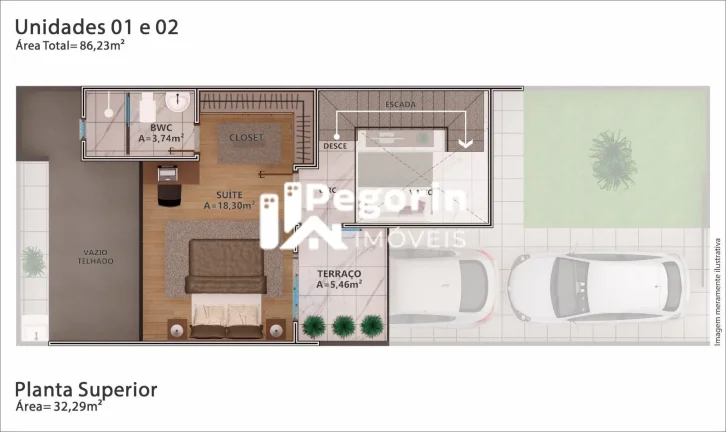 Imagem Sobrado à venda em Curitiba, Cajuru, com 3 quartos, 86,00m²