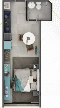 Imagem Studio à venda, no Collegiate Plus São João Del Rei, em São João Del Rei, Colinas del Rey, com 1 quarto, 22,17m2